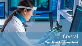  Presentation with electronic engineer - Audience pleasing theme consisting of female-microelectronics-engineer-works backdrop and a teal colored foreground