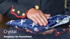  Presentation with military - Slides having female military marine posing background and a ocean colored foreground