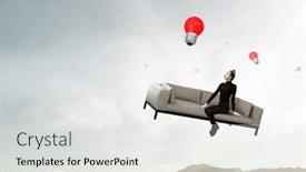  Presentation with mime - Presentation design consisting of female-mime-and-light-bulb background and a light gray colored foreground