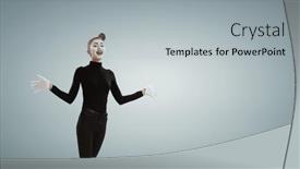  Presentation with mime - Slide deck having female-mime-with-white-face background and a light gray colored foreground