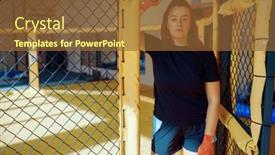  Presentation with bandages - Audience pleasing presentation design consisting of female-mma-fighter-in-bandages backdrop and a tawny brown colored foreground