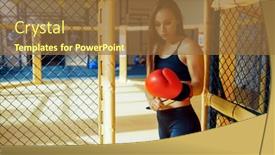  Presentation with mma - PPT theme with female-mma-fighter-in-boxing background and a tawny brown colored foreground