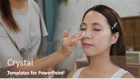  Presentation with salon - Presentation consisting of female-model-having-make-up background and a violet colored foreground