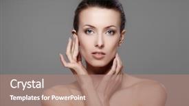  Presentation with gray - Beautiful PPT theme featuring female model on gray background backdrop and a coral colored foreground