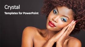  Presentation with black female - Colorful slide deck enhanced with shapes patterns - space galaxy black hole flow backdrop and a ocean colored foreground.