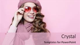  Presentation with long hair - Cool new PPT theme with female model with long wavy backdrop and a  colored foreground