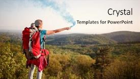  Presentation with signal - Presentation design having female mountaineer standing on high background and a cream colored foreground