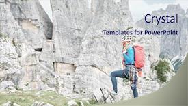  Presentation with climbing mountains couples success - PPT layouts with female mountaineer with trad climbing background and a sky blue colored foreground