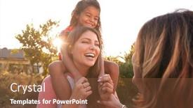  Presentation with home garden - Cool new PPT theme with female-multi-generation-hispanic-family backdrop and a tawny brown colored foreground