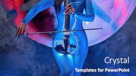  Presentation with neon - Slides having female-musician-playing-neon-glowing background and a ocean colored foreground