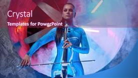  Presentation with neon - Slide deck featuring female-musician-playing-neon-glowing background and a violet colored foreground