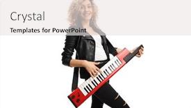  Presentation with curly hair - Presentation theme enhanced with female-musician-with-a-curly background and a white colored foreground