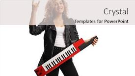  Presentation with curly hair - Presentation with female-musician-with-a-curly background and a light gray colored foreground