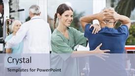  Presentation with trainee nurse sitting by female - Presentation design with female nurse assisting senior man background and a light blue colored foreground