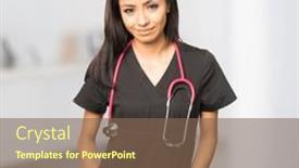  Presentation with nurse care - Slide set featuring female-nurse-care-giver-professional background and a violet colored foreground