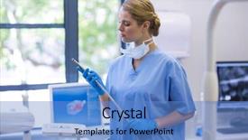  Presentation with nurse and patient holding hands - Slides enhanced with female nurse holding dental tool background and a  colored foreground