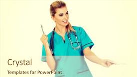  Presentation with nurse and patient holding hands - Cool new PPT theme with operational cover - female nurse holding gauze backdrop and a cream colored foreground