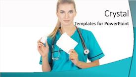  Presentation with hydrogen - Slide deck featuring operational cover - female nurse holding gauze background and a white colored foreground