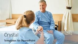  Presentation with elderly home - Presentation theme consisting of female-nurse-holding-hand background and a light blue colored foreground