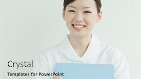  Presentation with japanese - PPT layouts having female-nurse-of-one background and a light gray colored foreground