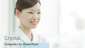  Presentation with japanese - Presentation design consisting of female-nurse-of-one background and a sky blue colored foreground