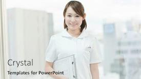  Presentation with japanese - Slide set having female-nurse-of-one background and a white colored foreground