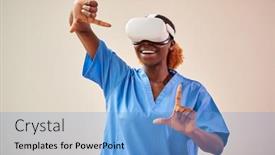  Presentation with scrubs - Presentation theme having female-nurse-or-doctor background and a teal colored foreground