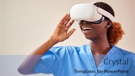  Presentation with nurse technology - Presentation design enhanced with female-nurse-or-doctor background and a teal colored foreground