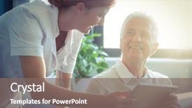  Presentation with report - Beautiful theme featuring female nurse showing medical report backdrop and a gray colored foreground