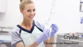  Presentation with lab - Beautiful theme featuring female nurse standing in hospital backdrop and a  colored foreground