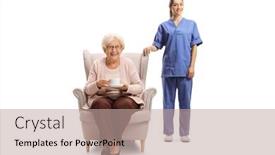  Presentation with tea cup - Audience pleasing slide deck consisting of female-nurse-standing-next backdrop and a coral colored foreground