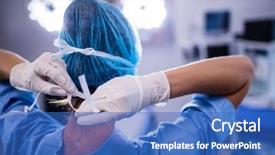  Presentation with surgical nurse - Slide deck consisting of female nurse tying surgical mask background and a teal colored foreground