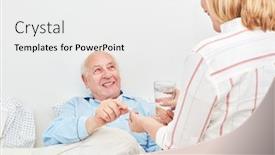  Presentation with nursing - PPT layouts having female-nursing-assistant-gives-senior background and a white colored foreground