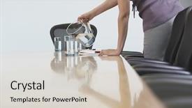  Presentation with pouring water - Slide deck consisting of female office worker pouring water background and a lemonade colored foreground