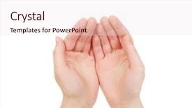  Presentation with product - Presentation design featuring female open hands for product background and a  colored foreground