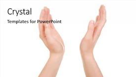  Presentation with praying hands on open bible - Presentation featuring female open hands for product background and a sky blue colored foreground