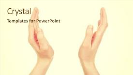  Presentation with product - PPT layouts consisting of female open hands for product background and a  colored foreground