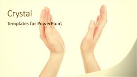  Presentation with product - Presentation theme consisting of female open hands for product background and a  colored foreground