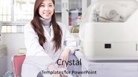  Presentation with ophthalmologist - Slide deck with female ophthalmologist doctor background and a light blue colored foreground