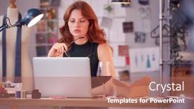  Presentation with glass - Beautiful PPT theme featuring female-owner-of-fashion-business backdrop and a coral colored foreground