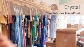  Presentation with black male female fashion - Slide set consisting of female-owner-of-fashion-store background and a coral colored foreground