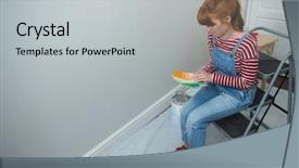  Presentation with color - Theme consisting of female painter holding color palletes background and a  colored foreground