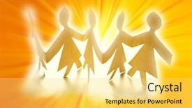  Presentation with chain - Slide deck consisting of gender concepts stereotypes - female paper-chain people holding hands background and a yellow colored foreground