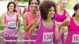  Presentation with breast cancer - Presentation theme with female participants of breast cancer background and a coral colored foreground
