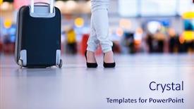  Presentation with airport - PPT layouts enhanced with female passenger at the airport background and a sky blue colored foreground