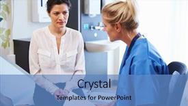  Presentation with female hospital patient - Presentation consisting of female patient and doctor have background and a teal colored foreground