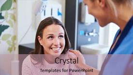  Presentation with female hospital patient - PPT theme having female patient being reassured background and a coral colored foreground