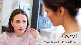 Presentation with female hospital patient - Beautiful PPT theme featuring female patient being reassured backdrop and a lemonade colored foreground