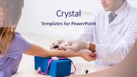  Presentation with blood veins - Slide set having female patient during blood test background and a sky blue colored foreground