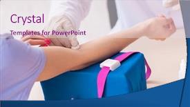  Presentation with blood test - Amazing PPT layouts having female patient during blood test backdrop and a sky blue colored foreground